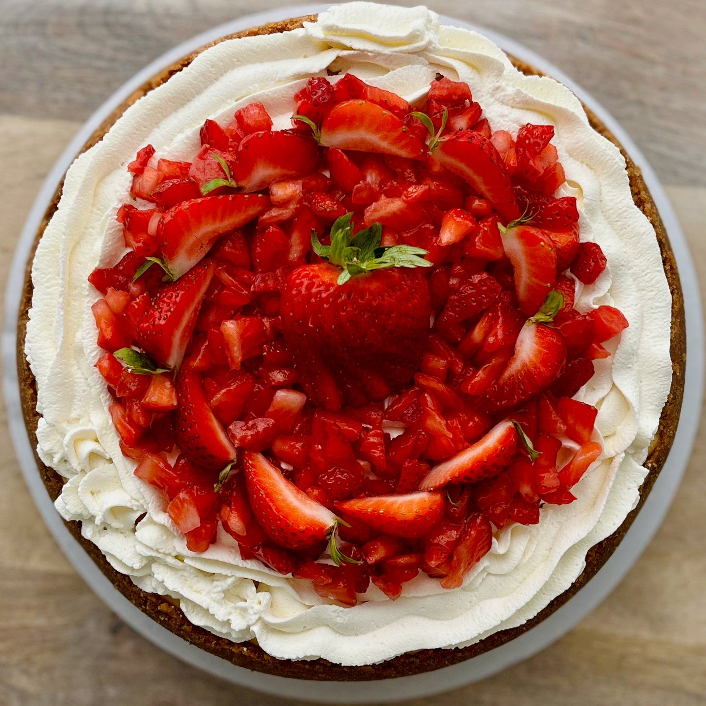 Strawberries and Cream Mini Cheesecake (7 inch round)